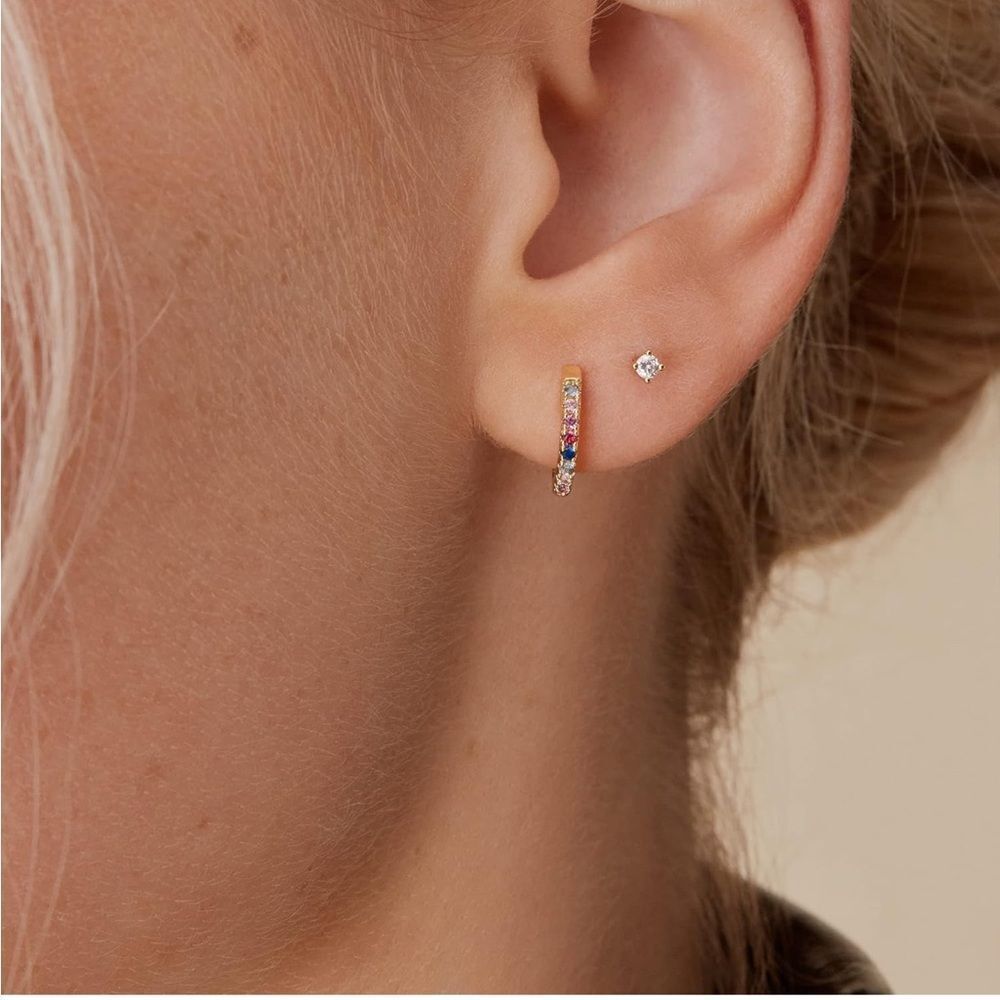 CZ Hoop Huggie Earrings